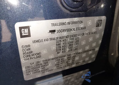 2020 Chevrolet Silverado 1500 4Wd Standard Bed Rst from USA, damaged, VIN 1GCRYEEKXLZ319669